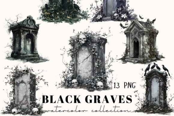 13 Watercolor Graves Illustrations