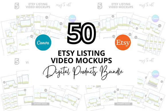 50 Etsy Listings Video Mockup Bundle