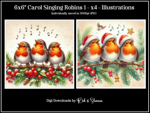 6x6 Carol Singing Robins 1-4 - JPEG: A Unique Blend of Art and Tradition