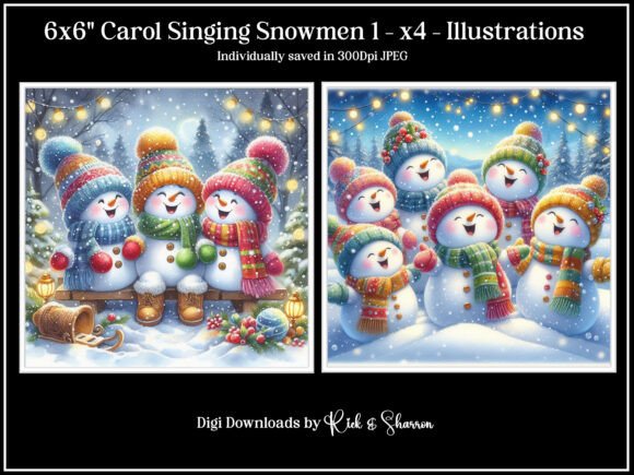 6x6 Carol Singing Snowmen 1-4 - JPEG: A Creative Tool for Holiday Workflow Integration