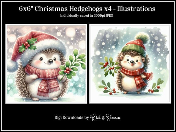 6x6 Christmas Hedgehogs X4 Illustrations: A Festive Guide to Creative Expression
