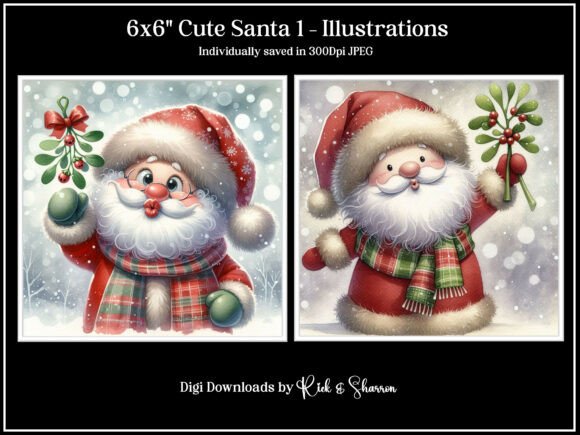 6x6 Cute Santa 1 - 1-4 JPEG: A Compact Holiday Asset for Creative Projects