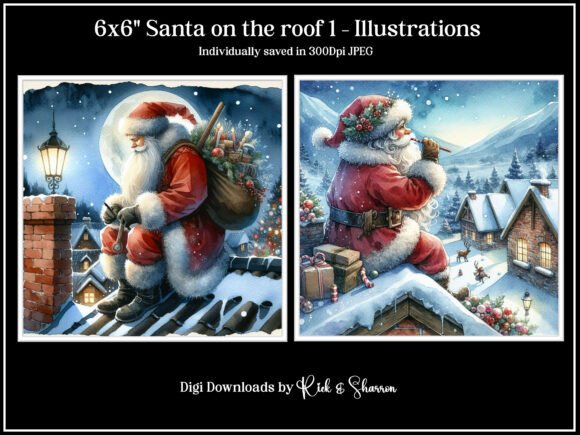 6x6 Santa on the Roof 1-4 - JPEG