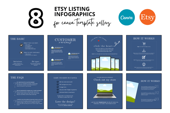 8 Blue Etsy Listing Infographics
