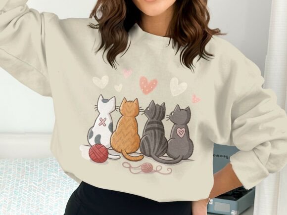 Cats and Yarn Shirt Design PNG