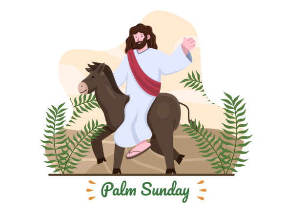 Cute Cartoon of Celebration Palm Sunday