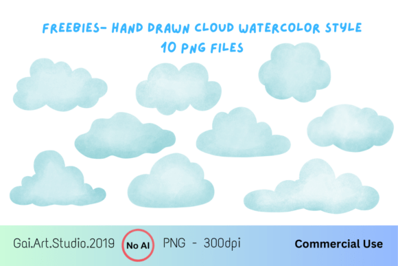 Exploring Freebies – Cloud Hand Drawn Watercolor Resources for Creative Projects