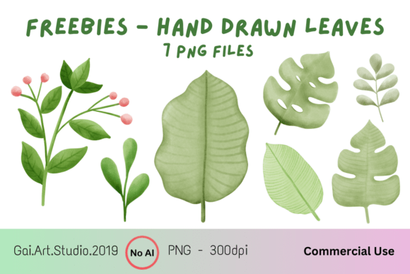 Freebies - Hand Drawn Leaves: A Practical Resource for Designers and Content Creators