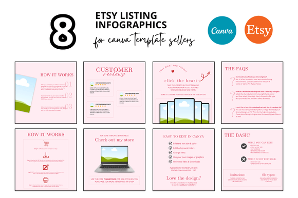 From Concept to Conversion: Mastering Etsy Listings with 8 Pink Etsy Listing Infographics
