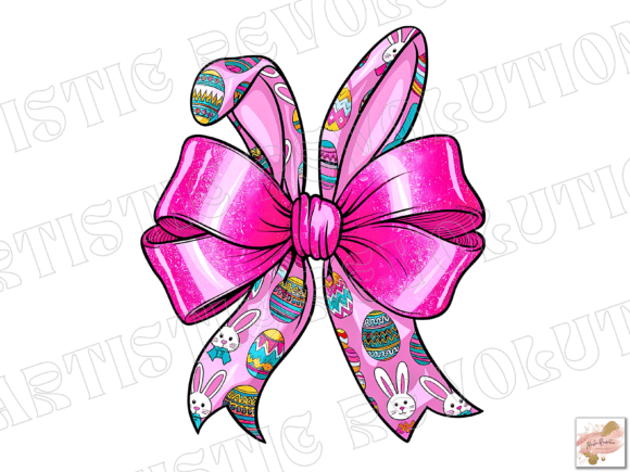 Pink Glitter Coquette Easter Bunny Bow