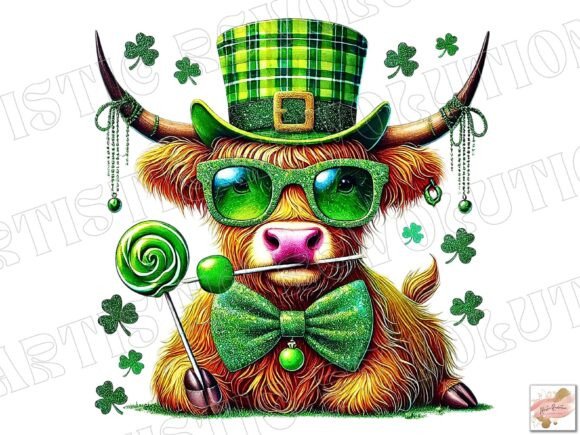 St Patrick's Day PNG Highland Cow PNG: Creative Design Resources for Festive Projects