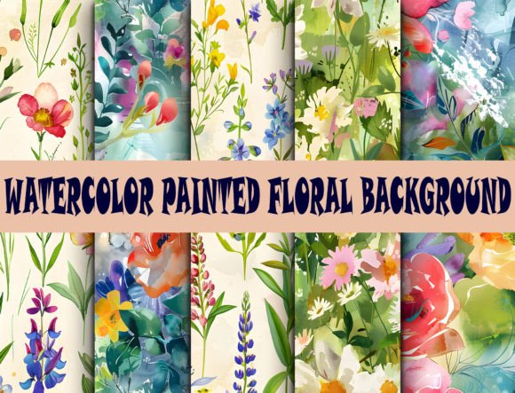 Watercolor Summer Floral Background Set: Fresh Design Possibilities